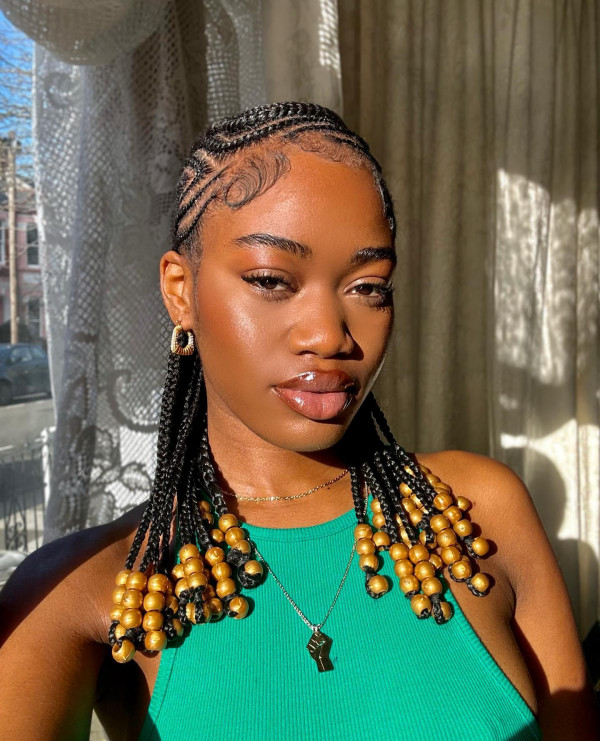 16 Trendy Fulani Braids with Beads : Golden Glow Fulani Braids with Beads