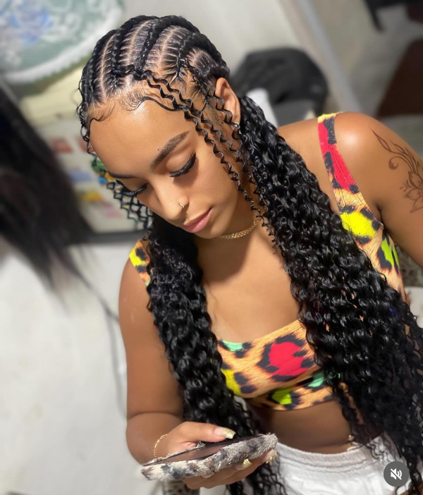 22 Gorgeous Fulani Braids With Curls for a Trendy Look : Sleek & Spiralled Fulani Braids