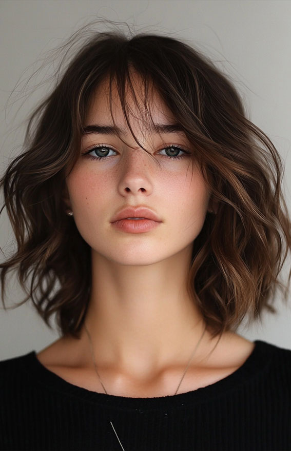 32 Hot Cappuccino Brunette Hair Colour Ideas : Tousled Cappuccino Brunette Bob