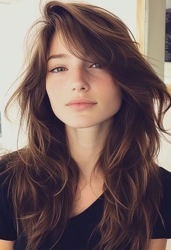 32 Hot Cappuccino Brunette Hair Colour Ideas : Effortlessly Tousled Waves