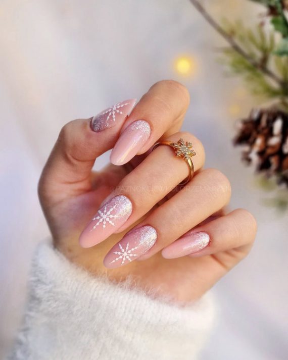 Elegant Christmas Nail Designs Frosty Snowflake Elegance