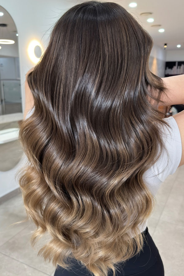 Old Money Blonde Soft Mocha Balayage, Old Money Blonde, ombre hair, Brown balayage, Low Maintenance Hairstyle, brunette hair colour, Low-Maintenance