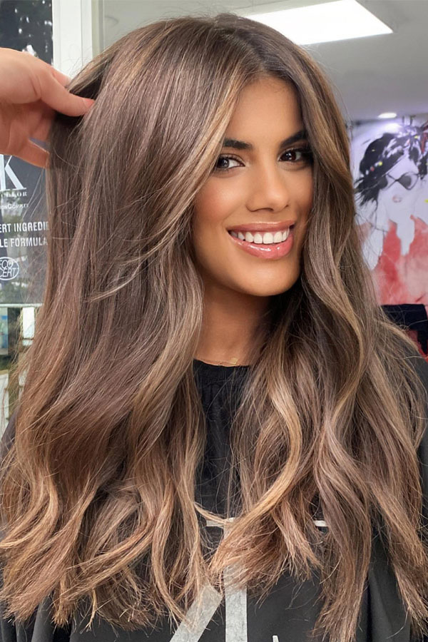 Cool Beige Sombre Long Hair