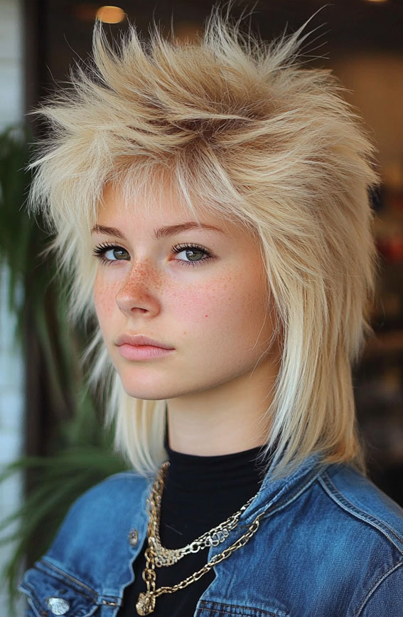 40 Fierce & Fabulous Wolf Haircut Ideas : Platinum Punk Edge