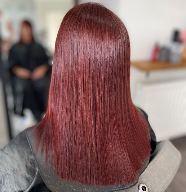 Sleek Cherry Smooth Finish with Vibrant Shine, cherry hair colour, cherry hair colour on dark hair