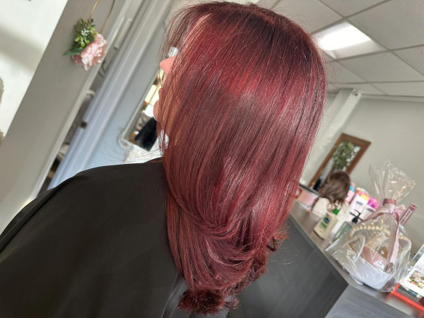 Radiant Cherry Layers for a Subtle Glow, red hair colour, red hair colour ideas, red hair inspo, red hair colour inspiration, red hair colour on dark hair, red cherry hair colour