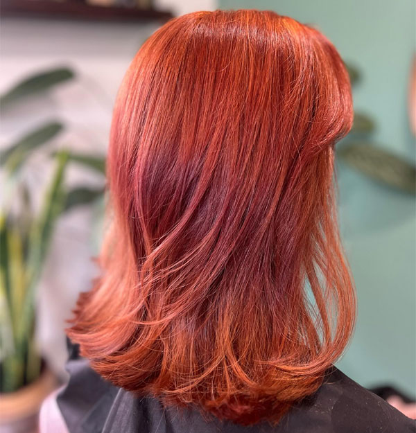 25 Red Hair Colour Ideas for a New Look: Red Coppery Ombre Collarbone-Length Cut