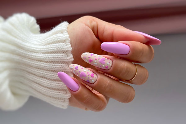 15 Cute Pink Heart Nails : Pastel Love Hearts and Confetti Nails