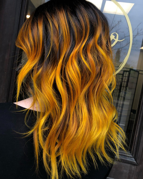 20 Radiant Marigold Hair Colour Ideas : Smouldering Marigold Balayage