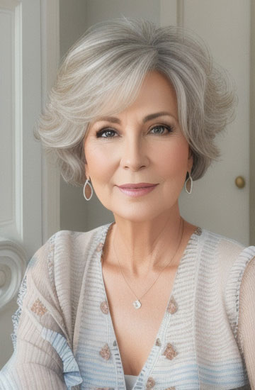 20 Thin Hair Older Short Hairstyles For Fine Hair Over 60 : Voluminous Wave Silver Short Haircut