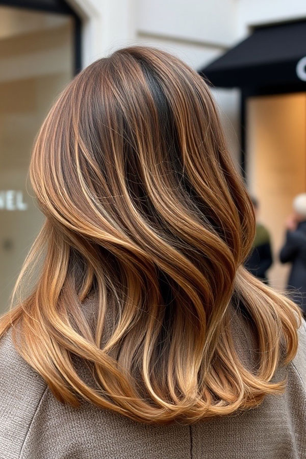 Honey Glazed Balayage with a Hint of Butterscotch, caramel balayage, brown hair colour, brunette balayage