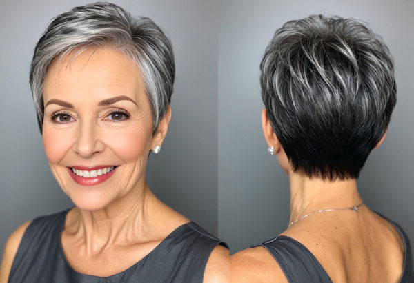 20 Thin Hair Older Short Hairstyles For Fine Hair Over 60 :Elegant Silver Tapered Pixie