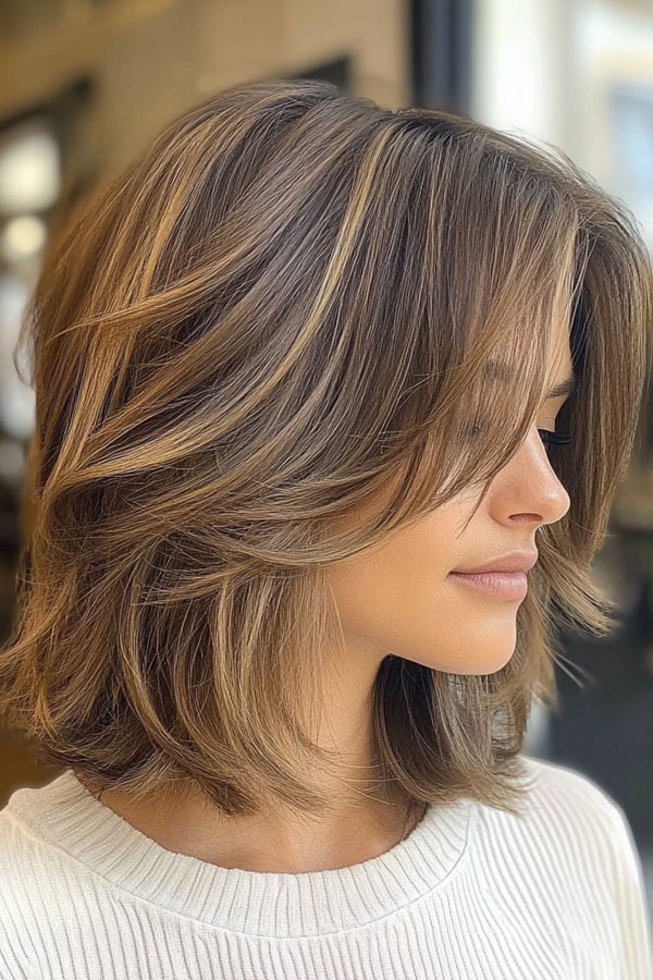 Layered Lob with Face-Framing Highlights, low maintenance long bob, lob haircut, long bob haircut, trendy long bob, lob hairstyle