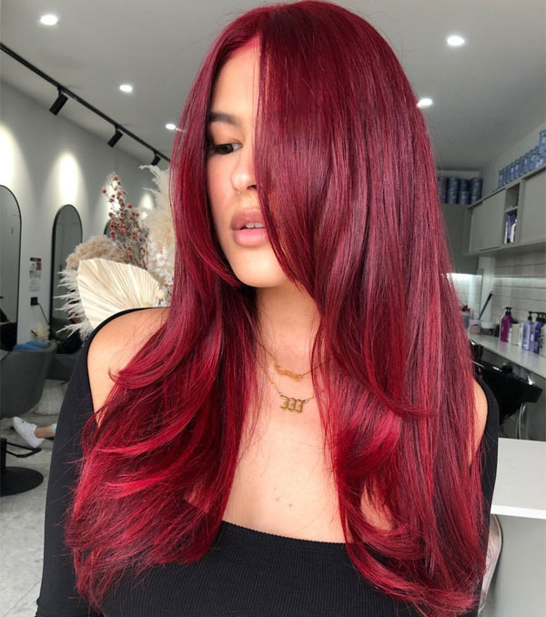 23 Juicy Cherry Hair Colour Shades : Fiery Scarlet Cherry Layers