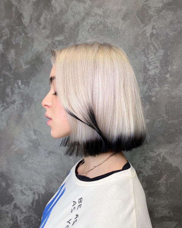 Monochrome Reverse Ombre Lob, Best dip dyed hair, Dip dye hair Colour Ideas, Dip dyed hair blonde, Dip dye black hair, Dip dye hair colour ideas brunette, Dip dye hair colour ideas blonde, Reverse Ombre, Reverse Ombre Bob, Dip-dye end hair colour