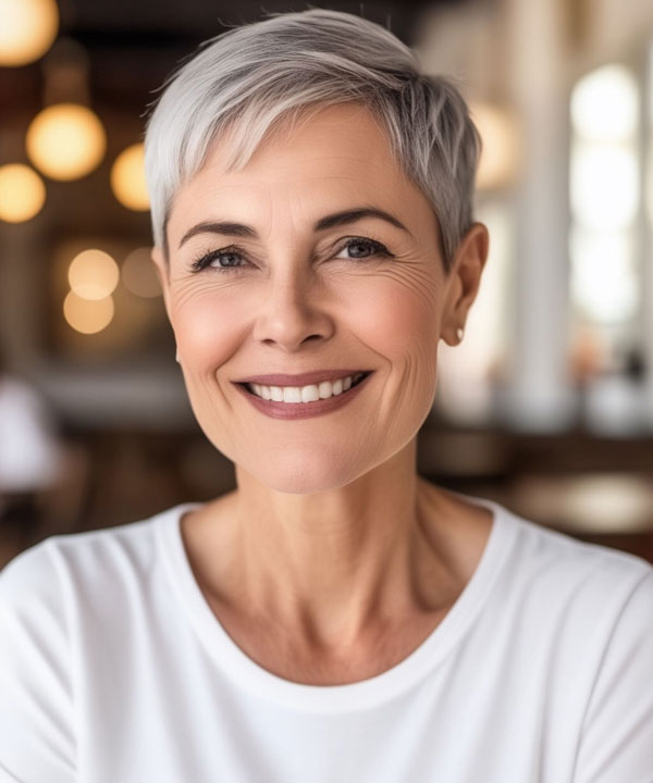 20 Thin Hair Older Short Hairstyles For Fine Hair Over 60 :Cool Silver Pixie