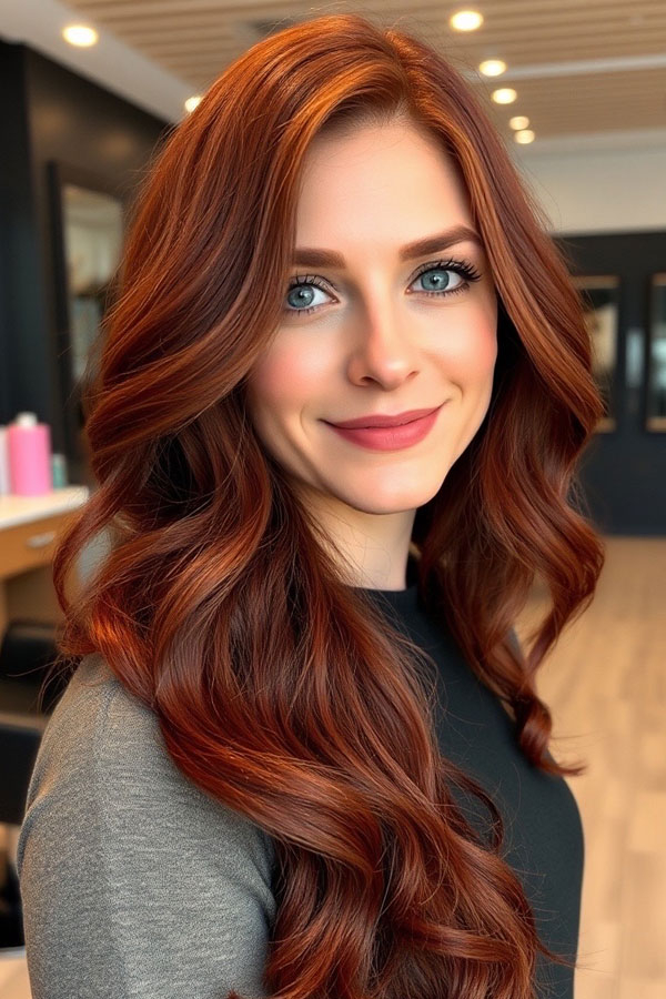 Radiant Cinnamon Spice Long Waves, cinnamon spice hair colour