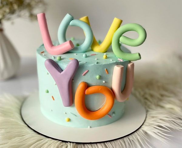 Playful Pastel Love Valentine’s Day Cake, Valentine’s Day Cake, valentines cake