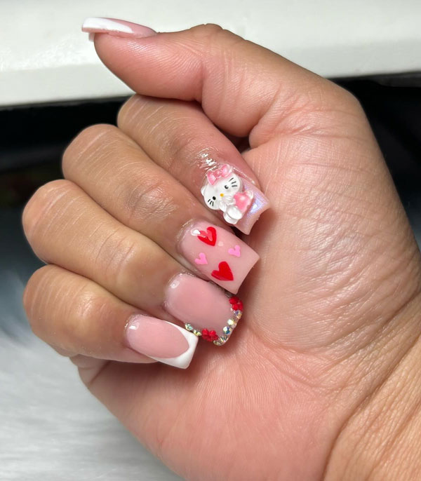 Sweet Hello Kitty Short Nails Valentine’s Vibe