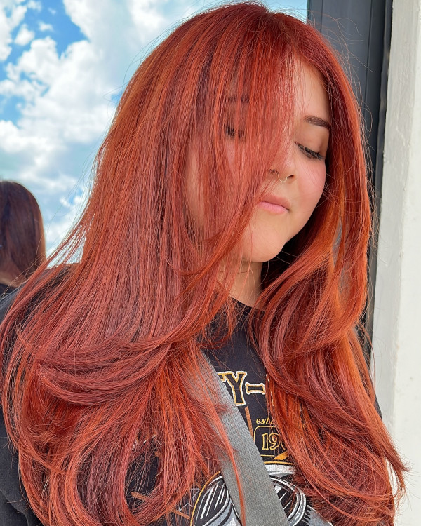 Vibrant Red with Hints of Copper and Warm Auburn, red hair colour, red hair colour ideas, red hair inspo, red hair colour inspiration, red hair colour on dark hair, red cherry hair colour