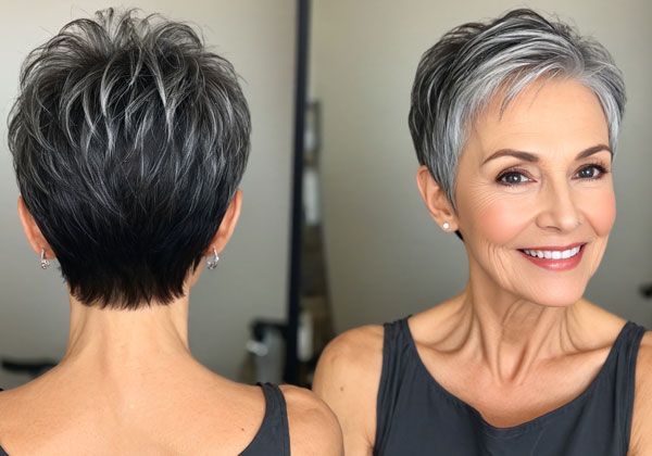 20 Thin Hair Older Short Hairstyles For Fine Hair Over 60 : Silver Tapered Pixie