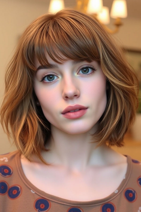 25 Trendy Long Bob Haircuts : Soft Shaggy Lob with Wispy Bangs