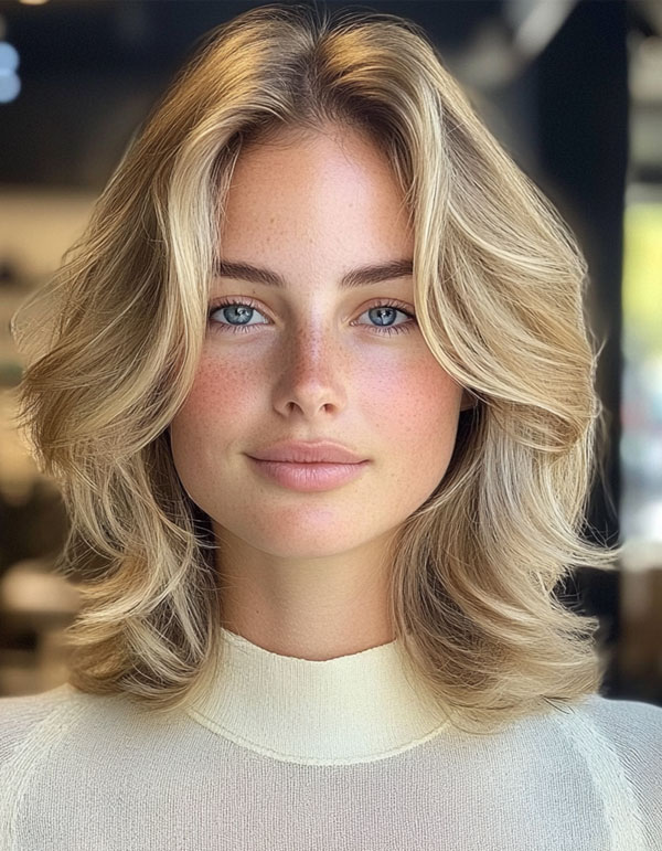 Voluminous Blonde Lob with Face-Framing, low maintenance long bob, lob haircut, long bob haircut, trendy long bob, lob hairstyle