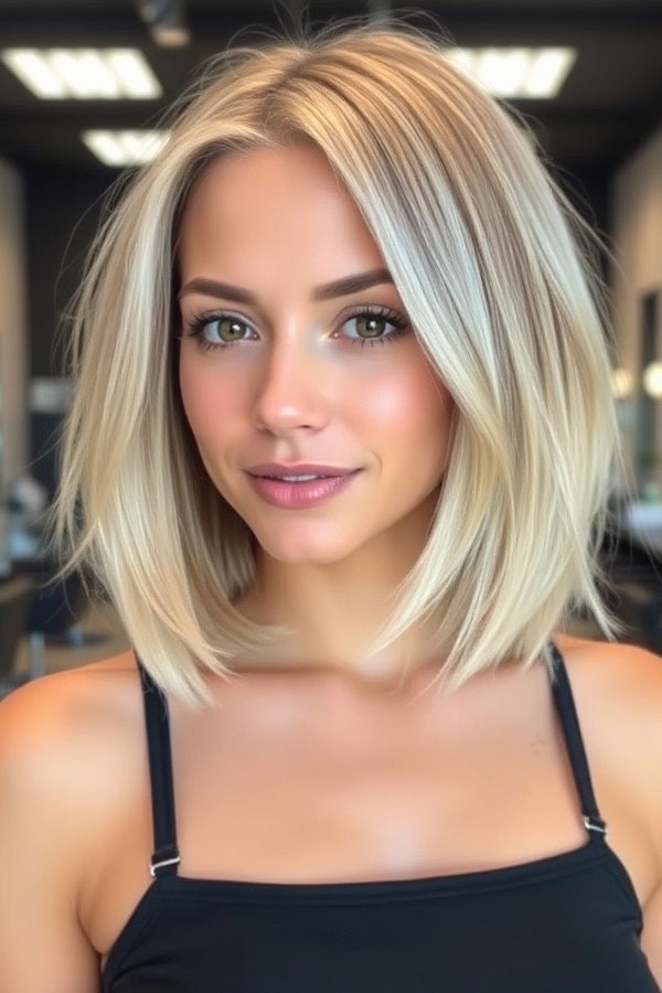 25 Trendy Long Bob Haircuts : Blonde Long Bob Haircut with Layers Straight Hair