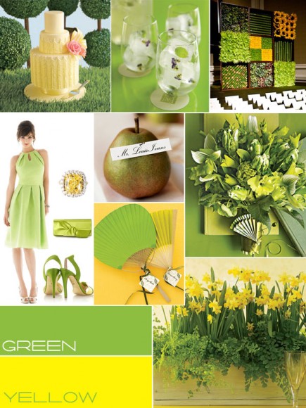 Green and yellow spring wedding colours palette