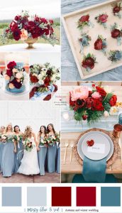 Misty blue and Red Hues { Auburn + Burgundy + Carmine }