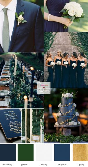 Green Navy Blue and White Wedding Colour Ideas , Wedding Color palette