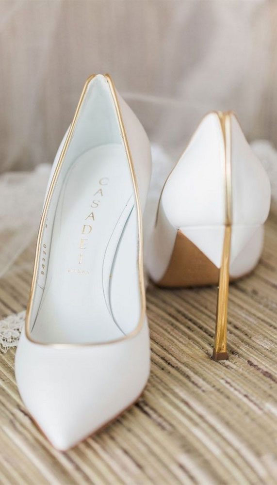 Ivory bridal shoes with twisted leather front toe, bridal shoes for  comfortable wear