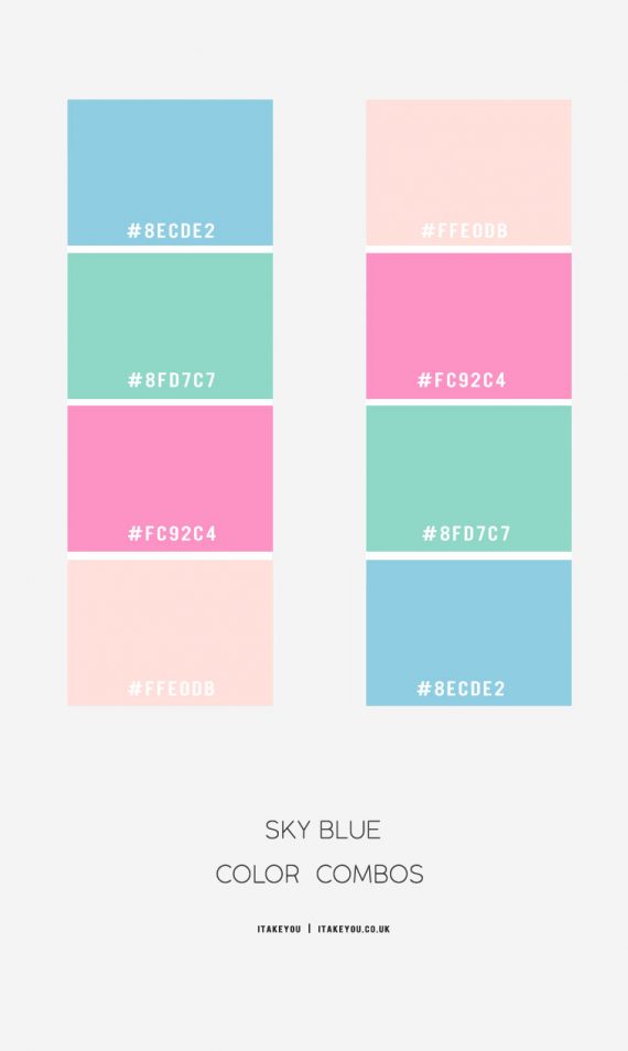 Sky Blue Color Combos | Sky Blue and Pink Color schemes