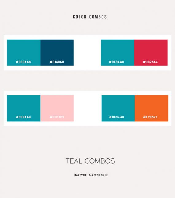 Teal Color Combinations, Teal and dark blue color schemes, teal and pink