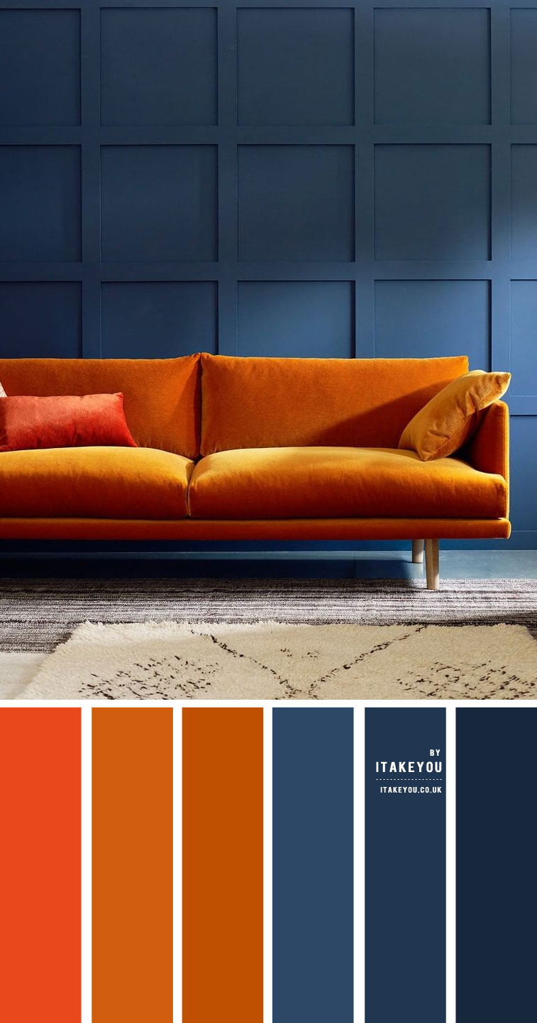Dark blue and rust color scheme for living room I Take You | Wedding ...