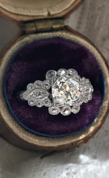 Vintage Cluster Engagement Rings, Diamond flower cluster ring