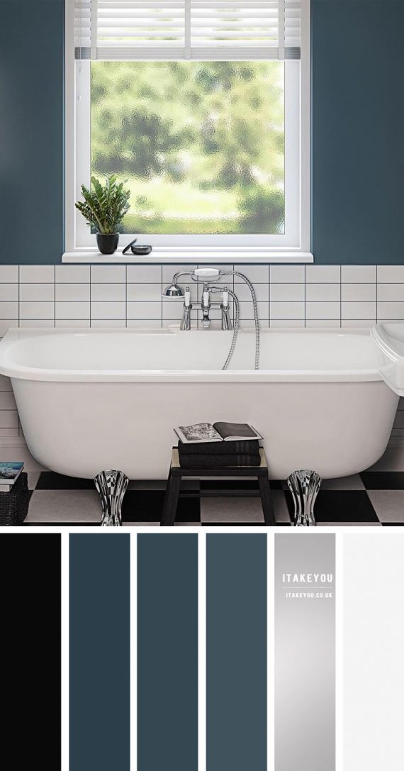 Deep Ocean Blue and White Colour Scheme for Bathroom, Paint | Itakeyou