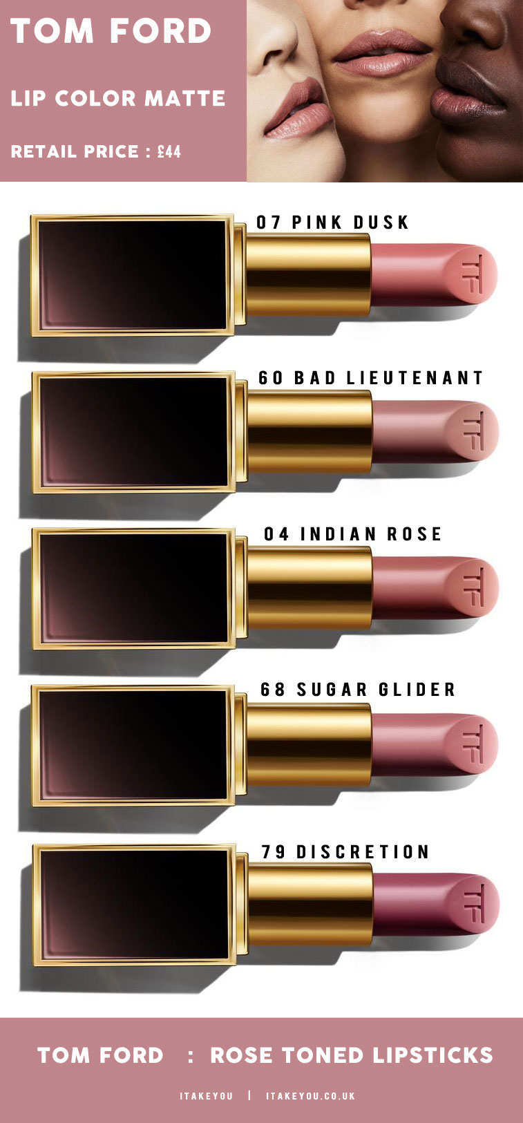 Rose toned lipsticks from Tom Ford, Best rose lipstick for fair skin,  itakeyou