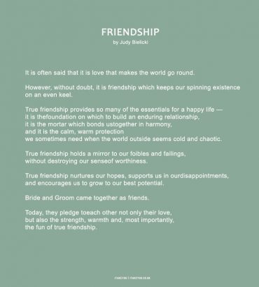 Friendship by Judy Bielicki I Take You | Wedding Readings | Wedding ...