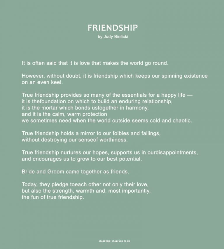 Friendship by Judy Bielicki I Take You | Wedding Readings | Wedding ...