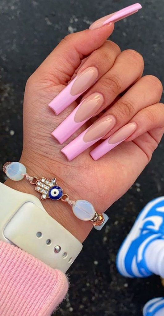 24 Best Summer French Tip Nails, French colour nails, nail designs 2021