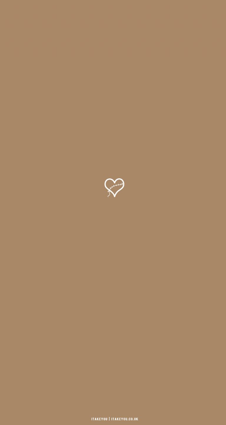 30 Cute Brown Aesthetic Wallpapers for Phone : Stitched Heart ...