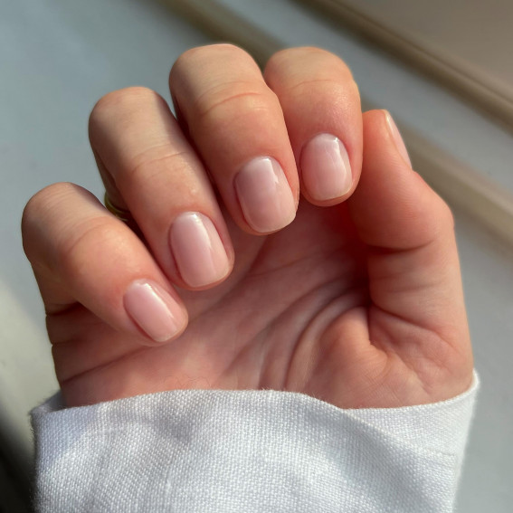 barely there nails, classy nude nails, short nude nails, short nude nail designs,  natural nude nails, nude nails with design, nude nails with glitter, nude nails with white tips