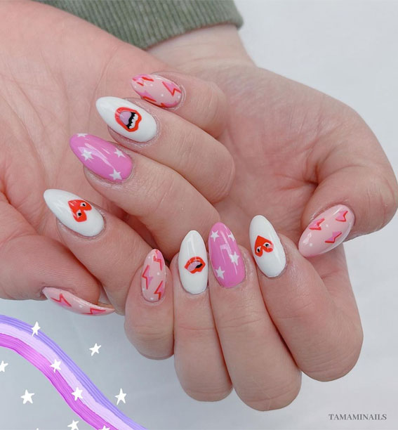 aesthetic valentine nails, aesthetic nails, cute nails, cute valentine's day nails, valentine nails 2022