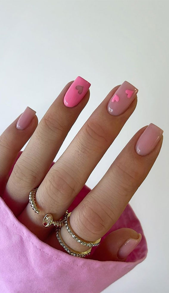 gradient pink nails, valentine's day nails, valentine's day nails 2022, valentine nail art