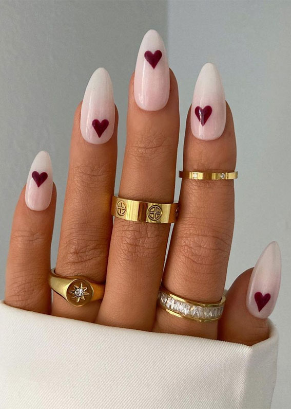 simple love heat nails, simple valentine's day nails, minimalist nails valentines, minimal nails