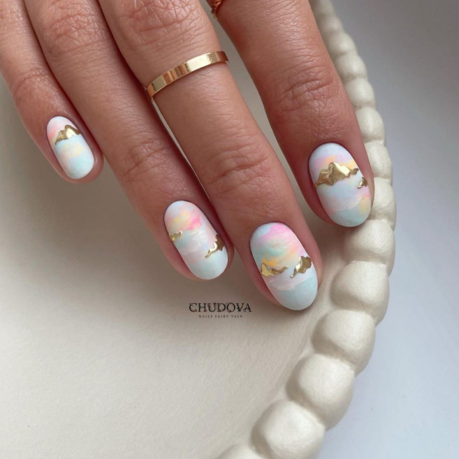 pastel cloud nails, pastel nails