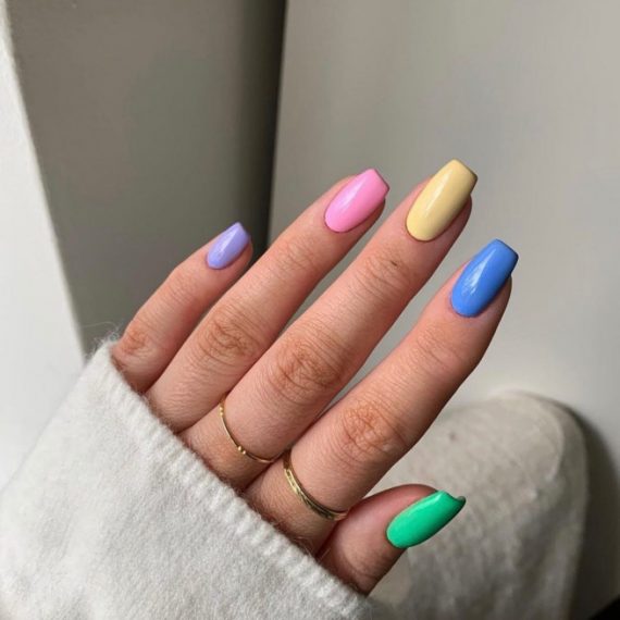 40 The Most Beautiful Easter Nails MultiColored Nails I Take You