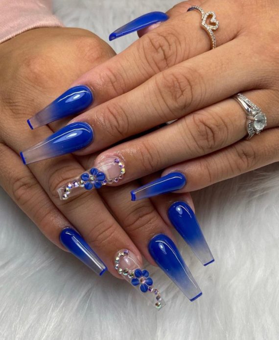 40 Royal Blue Nail Designs Ombre Royal Blue Clear Tip Nails