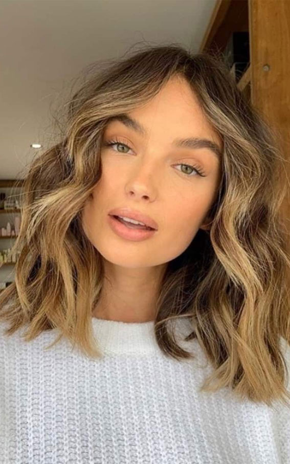 30 Stylish Shoulder Length Haircuts To Try Now : Wavy ombre Blonde Long Bob
